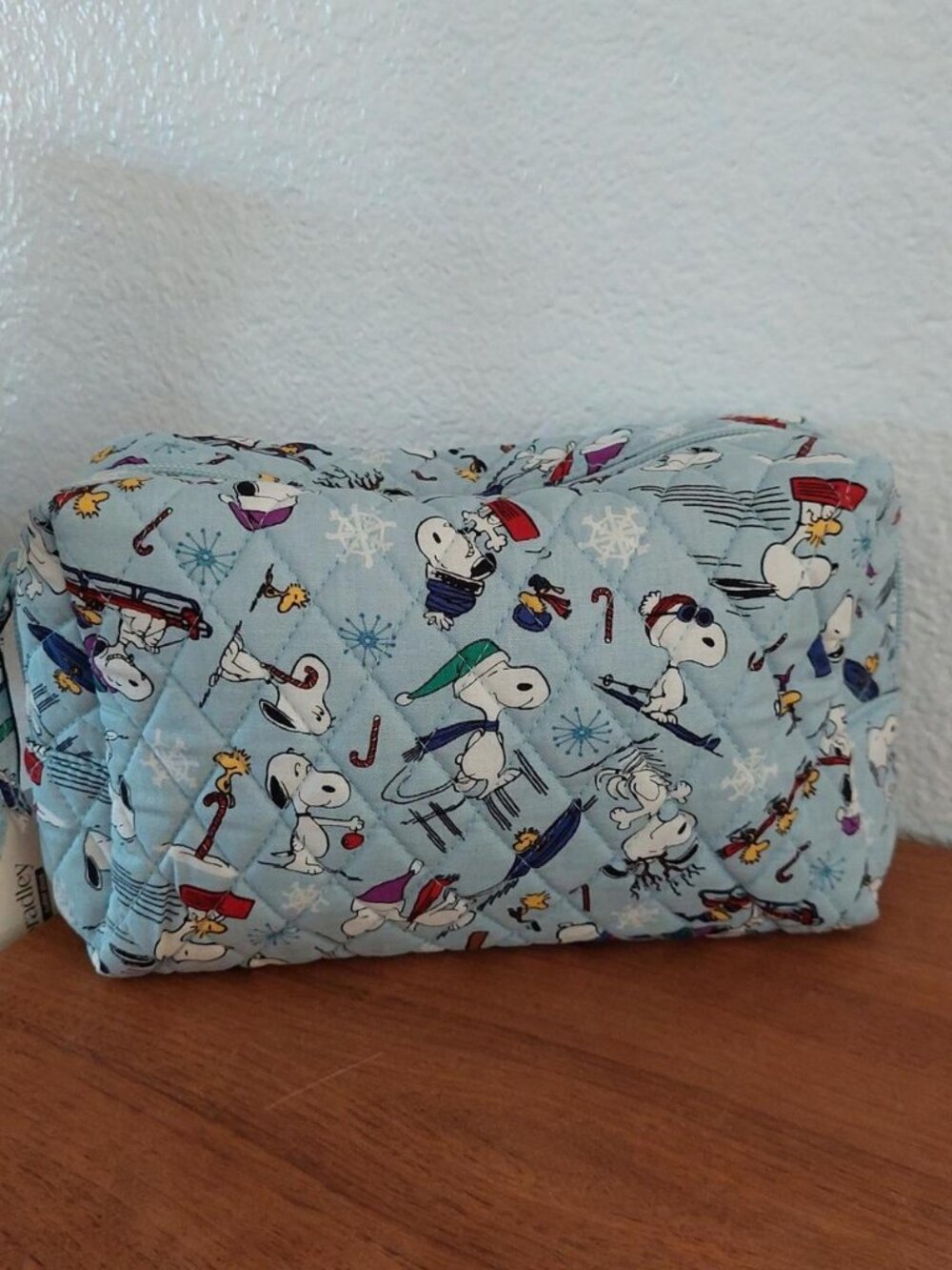 Vera Bradley Peanuts Medium Cosmetic Bag Ski Jump Snoopy Winter Sky Blue NWT